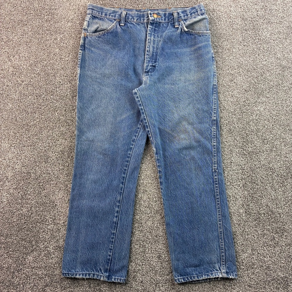 Vintage Rustler Jeans Mens 32x26 Blue Cotton Straight Leg Denim USA Western